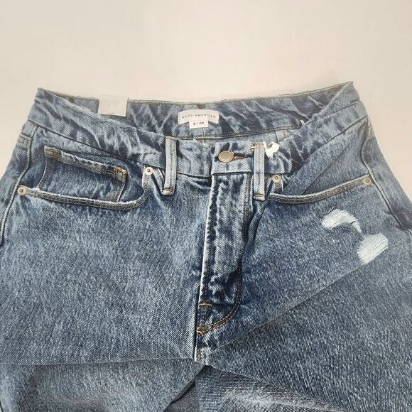 Good American 6, 10, 14, 18 Good 90s Duster High Rise Straight Leg Jeans Blue950 - Picture 16 of 16